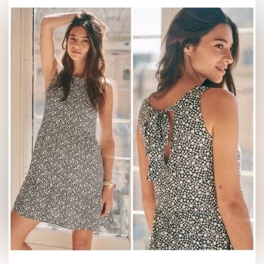 SEZANE NAVY BLUE DAISY PRINT FIFI MIMI A LINE SLEEVELESS DRESS 6/38